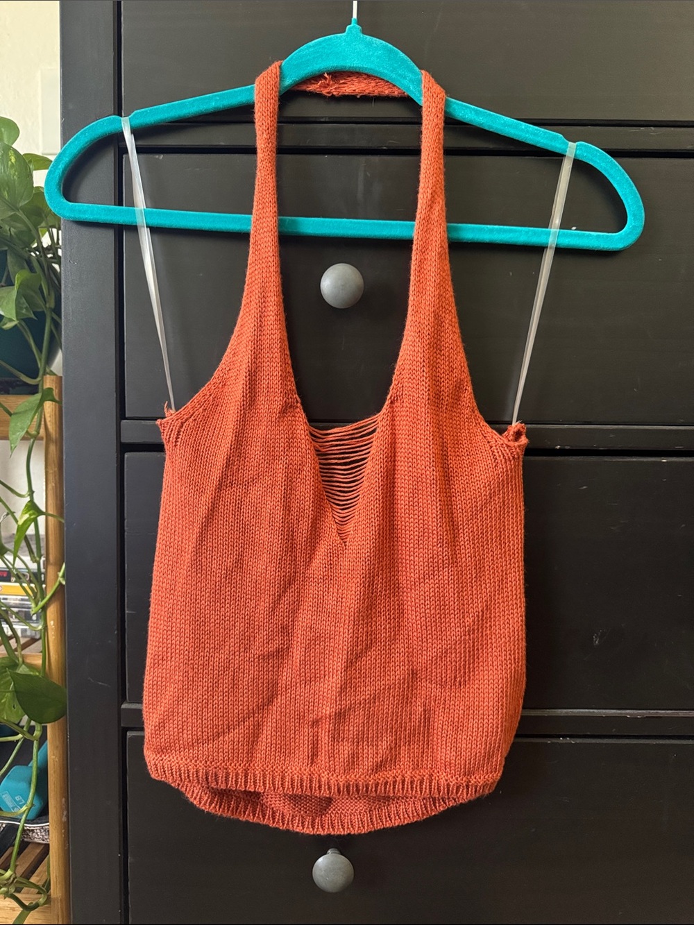 Almost Famous Rust Orange Knit Halter Camisole